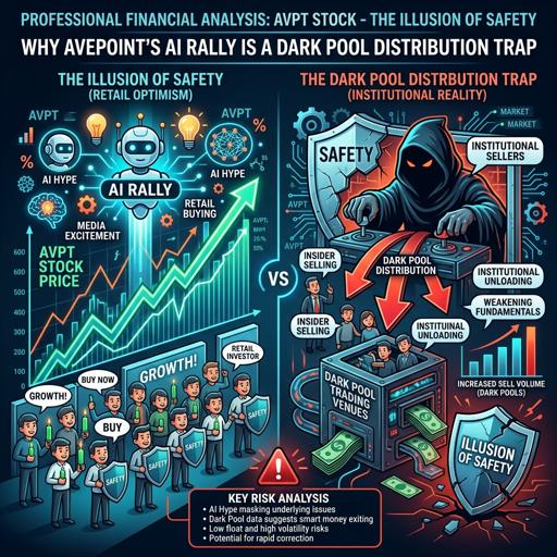 AvePoint's AI rally is a distribution trap: insiders sold at the peak, dark pool metrics reveal hidden shorting, and deteriorating momentum plus options complacency signal downside.