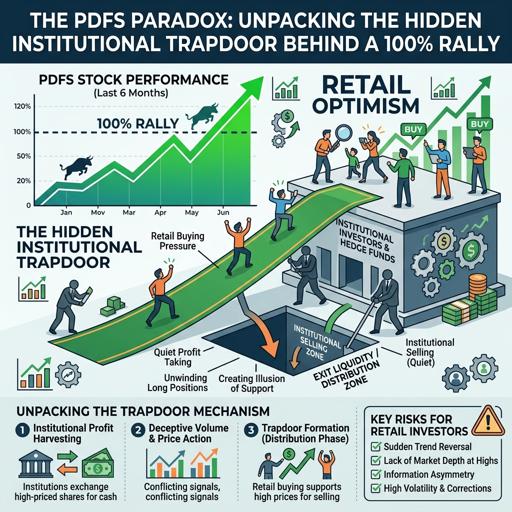 PDFS stock's 100% rally masks a major institutional distribution, with dark pool data and options activity signaling an imminent reversal.
